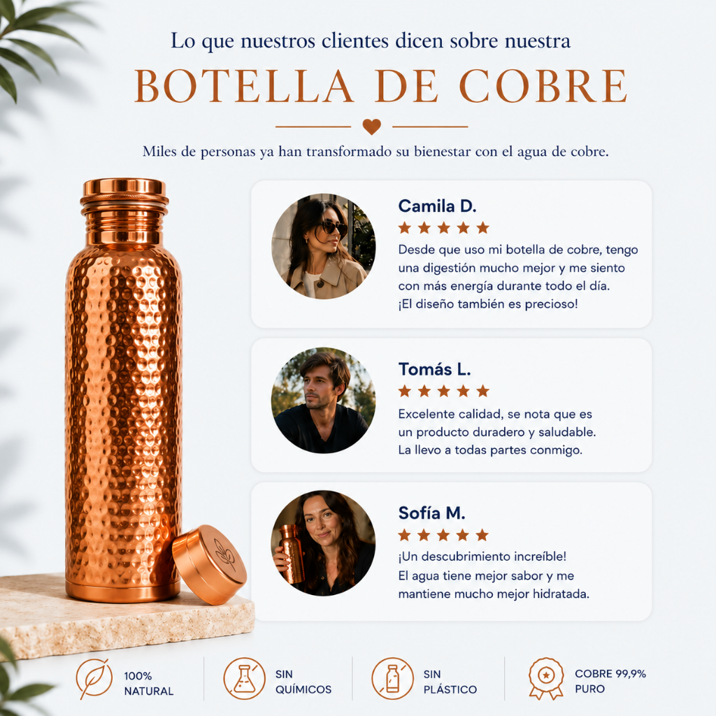 Puraqua Botella de Cobre Puro