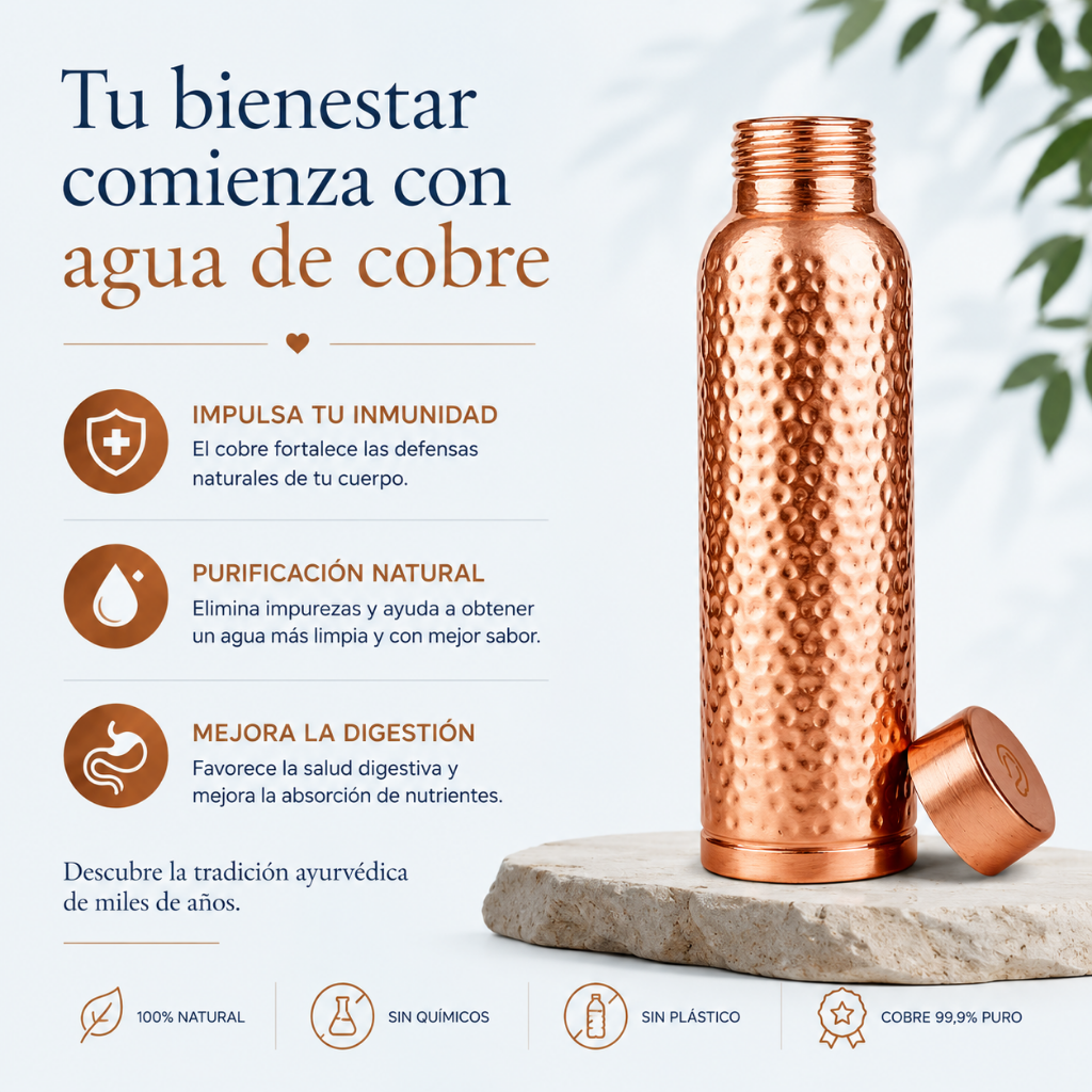 Puraqua Botella de Cobre Puro
